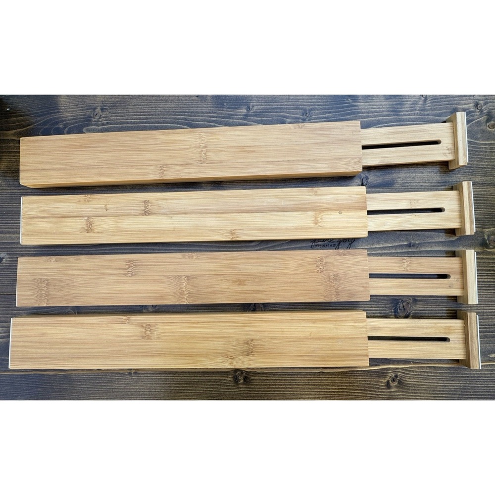 Set of 4 Bamboo Expandable Drawer Dividers Adjustable Kitchen Organizer‎ 17-22"
